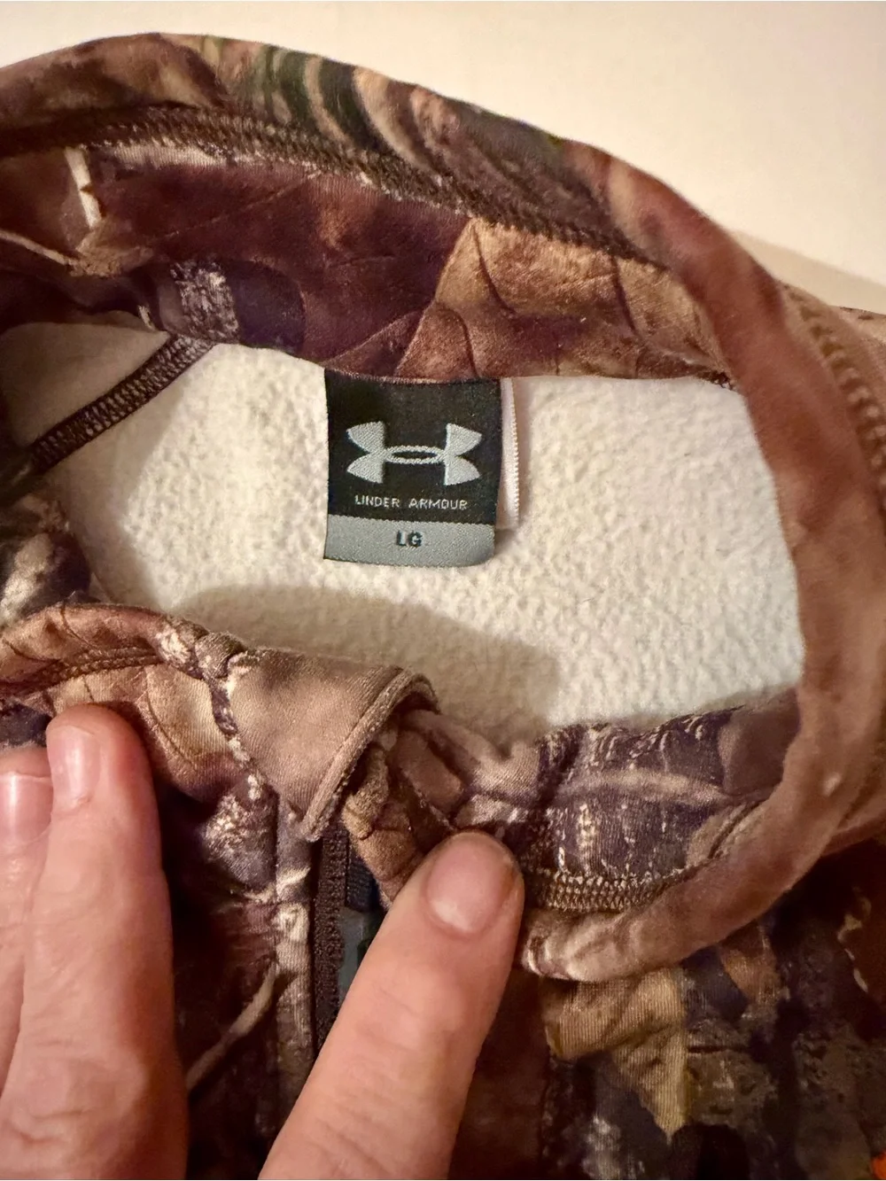 Under Armour Vest Mens L Brown Camo ColdGear Fleece Lined Realtree Hunting